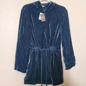 J.Jill Hooded Velvet Velour Jacket Small   Oversized Whimsigoth Witchy